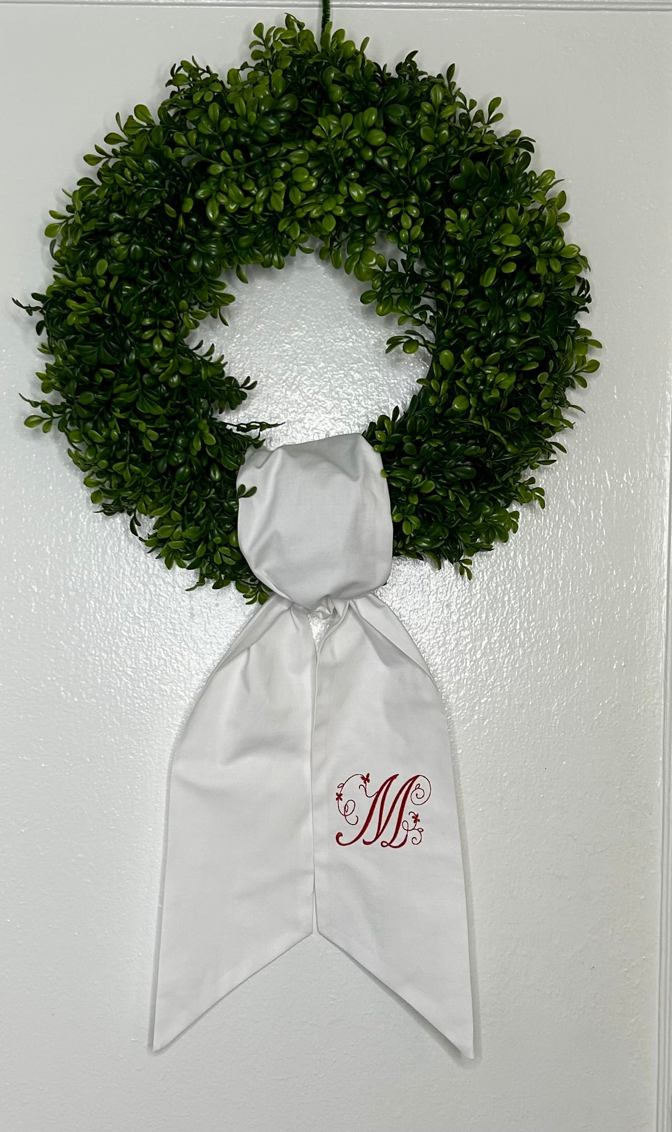 Embroidered Initial cotton Wreath Sash